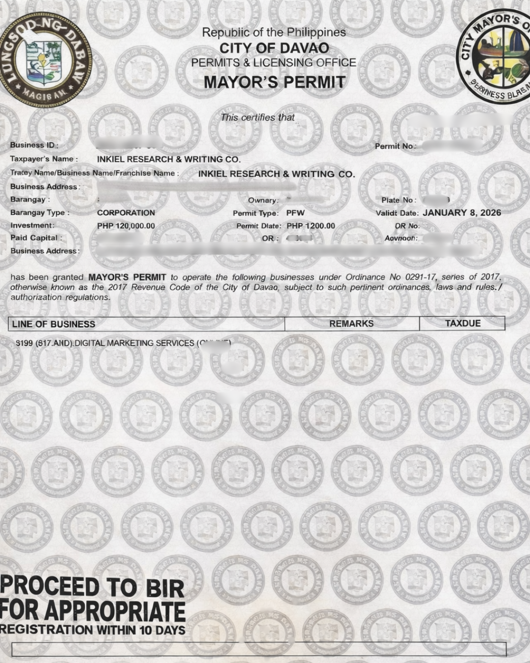 Mayor’s Permit